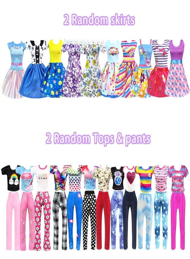 VLUSSO Doll Clothes and Accessories for 11.5 Inch Doll Dress Up Set with 1 Wedding Gown Dress 2 Fashion Dresses 4 Mini Dresses 2 Tops and Pants Outfits Swimsuits 10 Shoes 10 Bags Toys Gift for Girls - Image 4